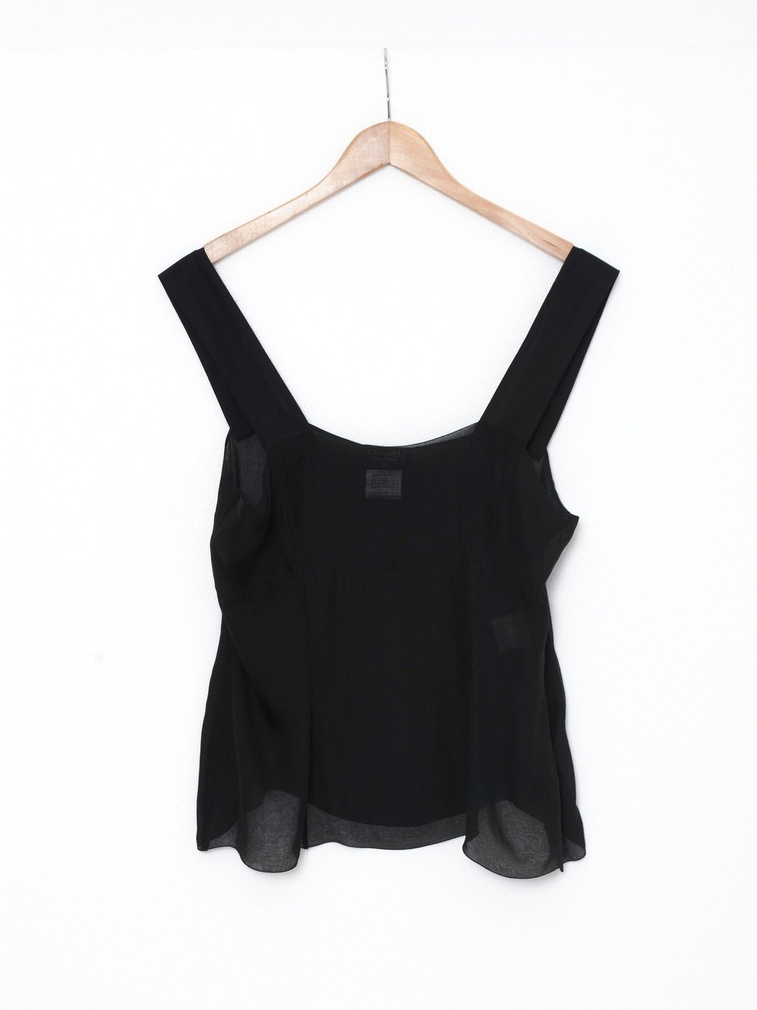 2010 Chanel top in black silk chiffon