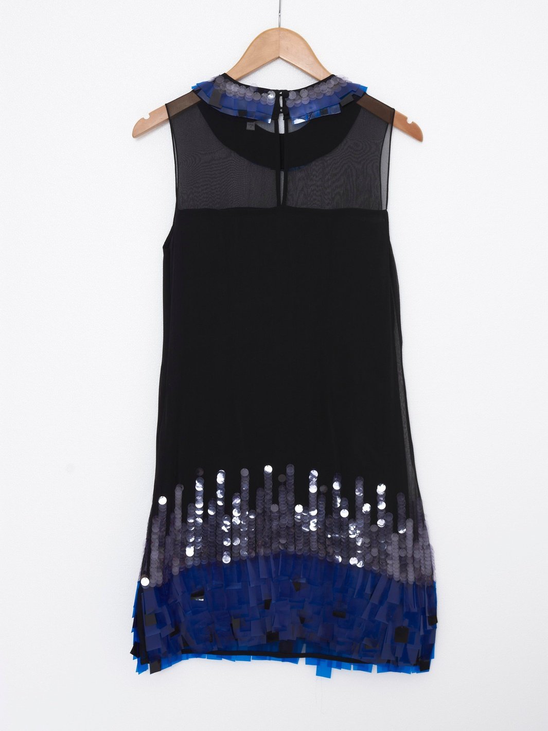 2010 Milly sheath evening dress in midnight blue silk with sequins