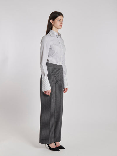 1990s Antonio Marras grey palazzo pants with striped pattern