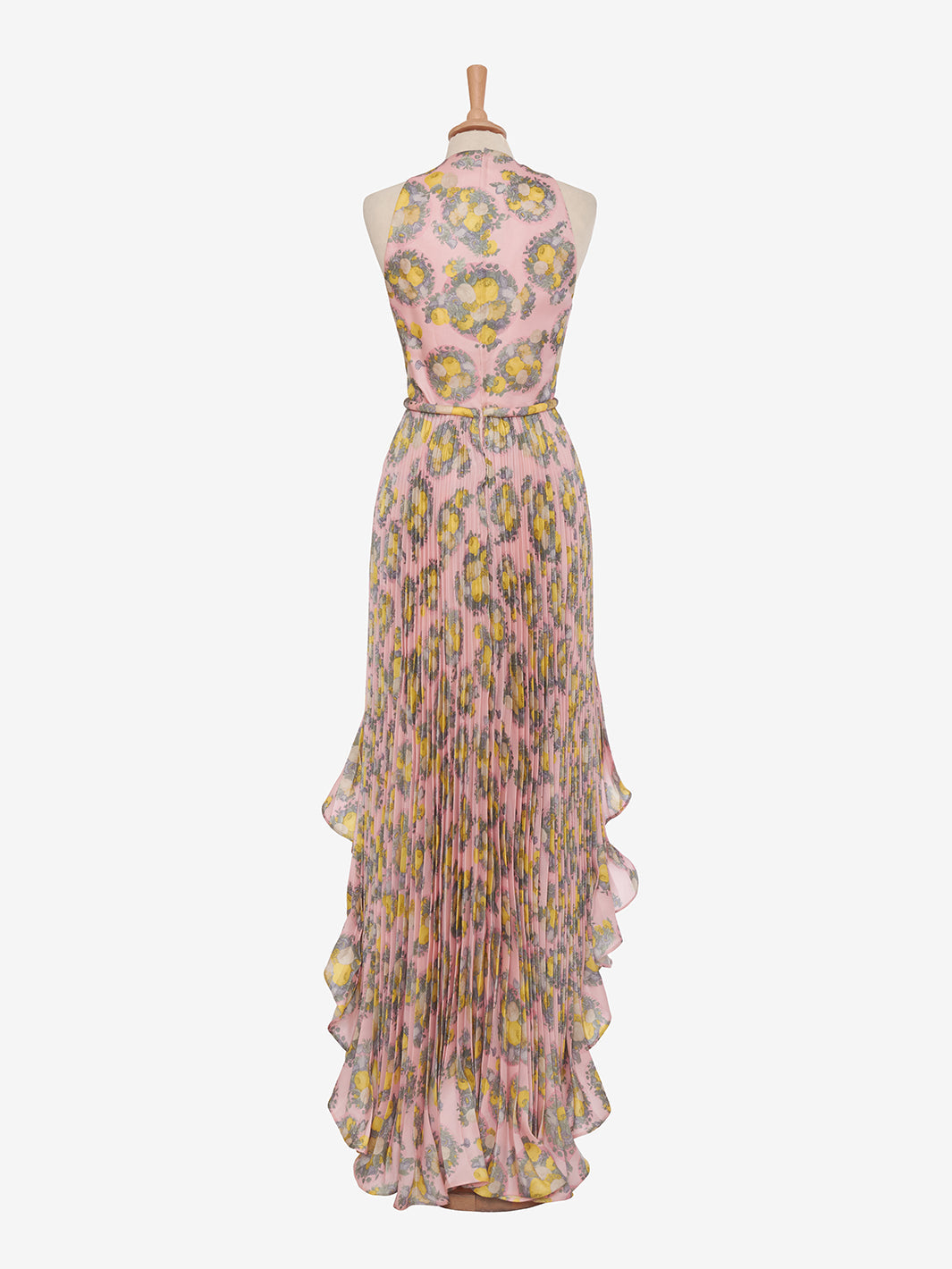 André Laug Floral dress with pleated overskirt