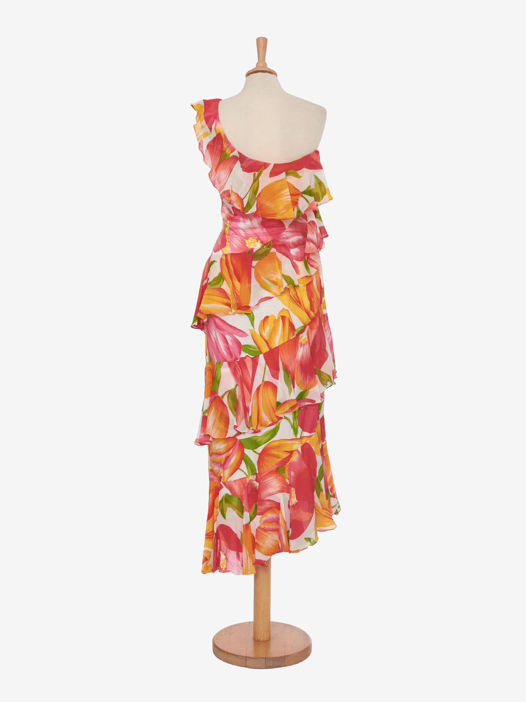 André Laug One-Shoulder Floral Dress
