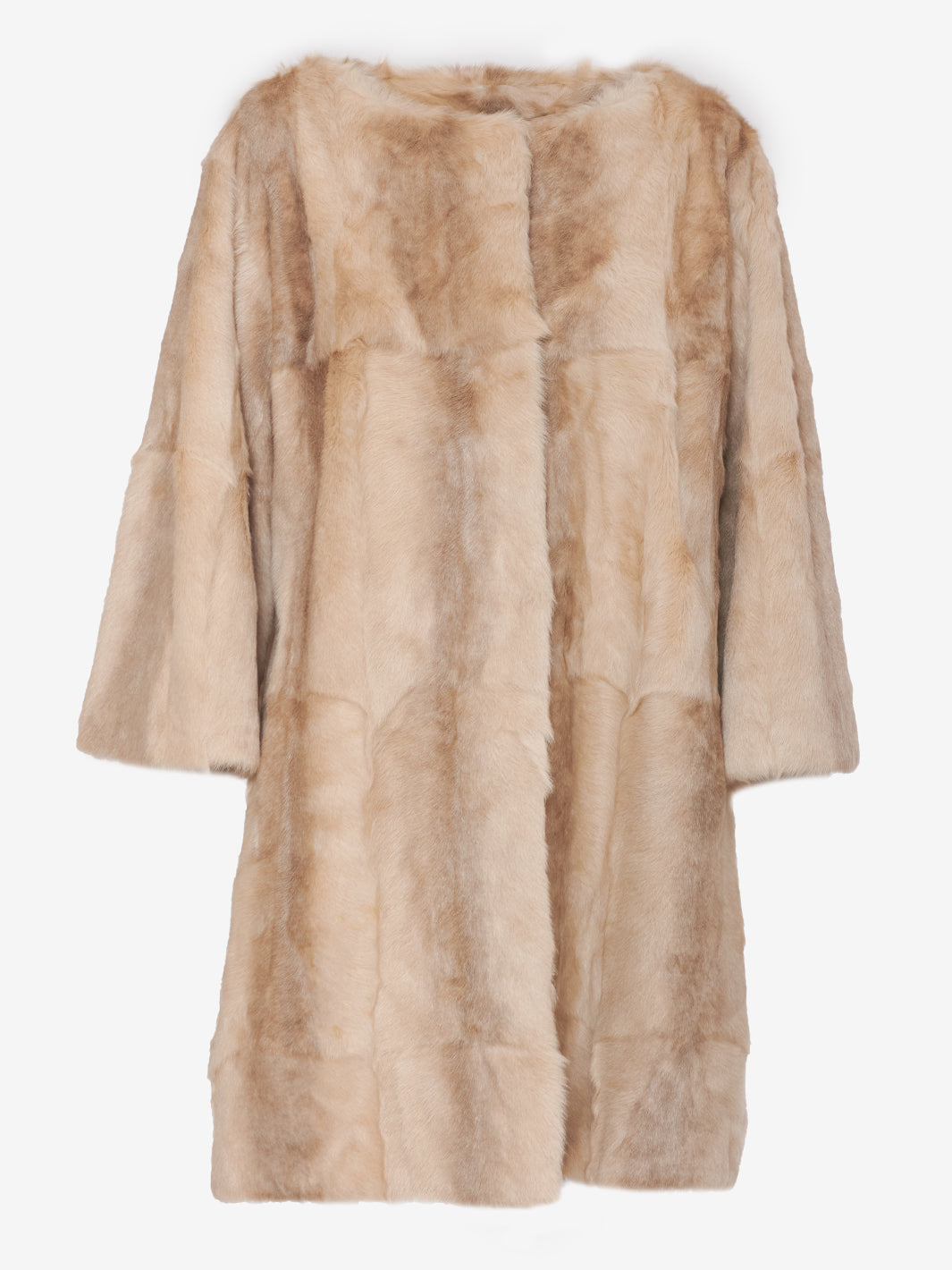 Pelliccia beige di lunghezza midi<br>