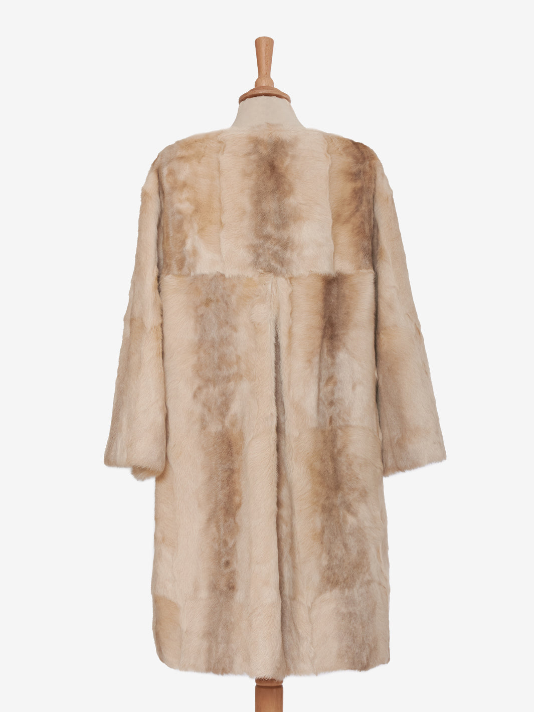 Beige midi length fur coat<BR/>