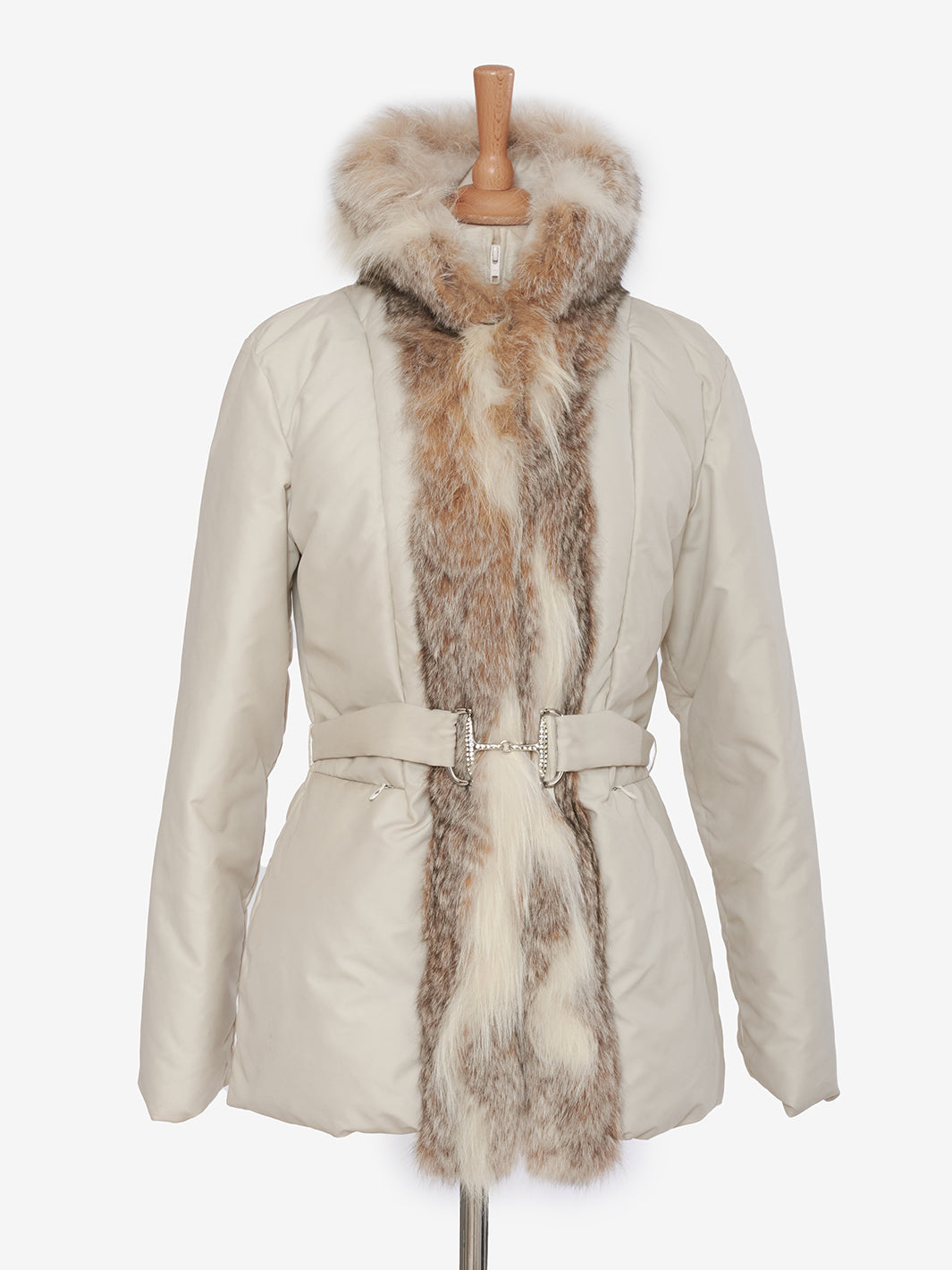 Blumarine Down jacket with fur and belt