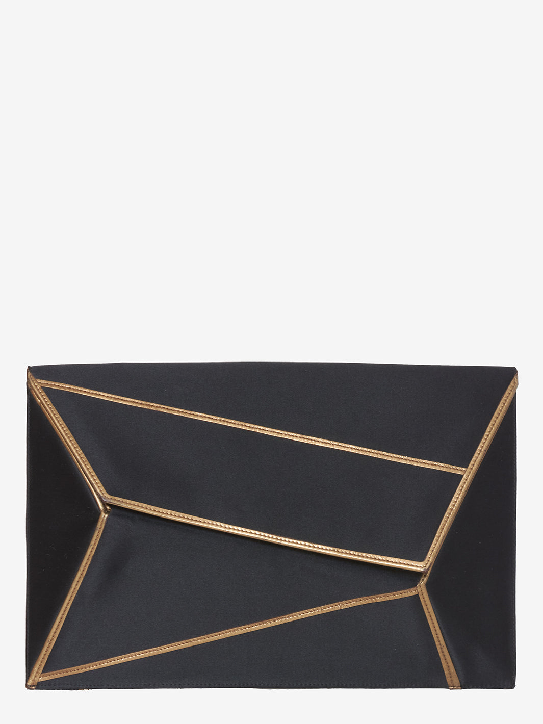 Pochette in raso nero con dettagli oro