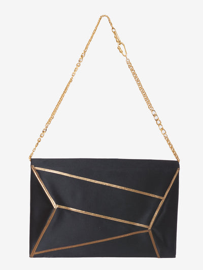 Clutch in black satin with gold details