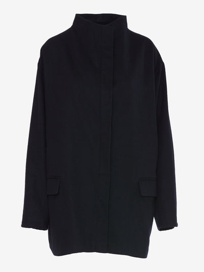 Coquille Single-breasted blue cashmere jacket