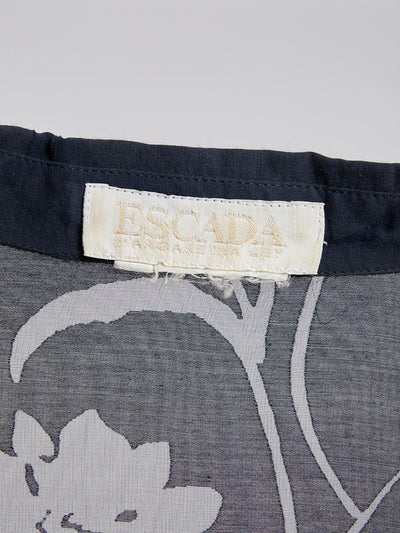 Dark blue 1990s long-sleeved Escada blouse, see through