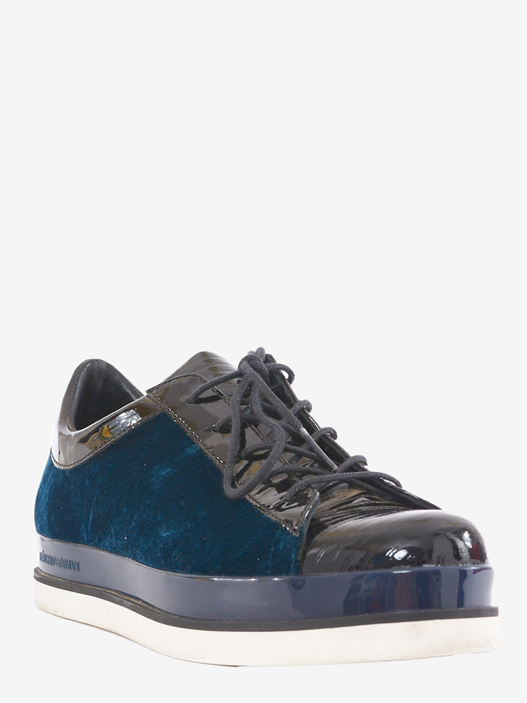 Sneakers Emporio Armani in velluto blu notte