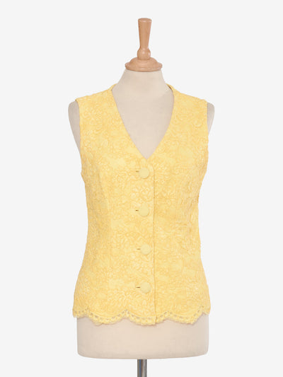 Gai Mattiolo Yellow vest in lace