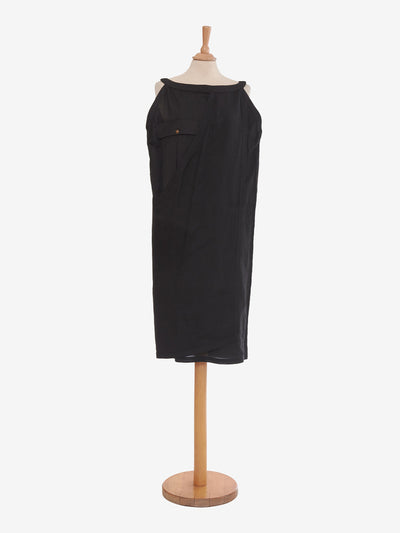 Gianni Versace black long dress in linen and cotton