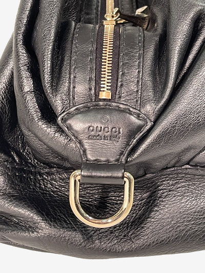 Gucci Horseshoe Bag in Black Leather and Steel