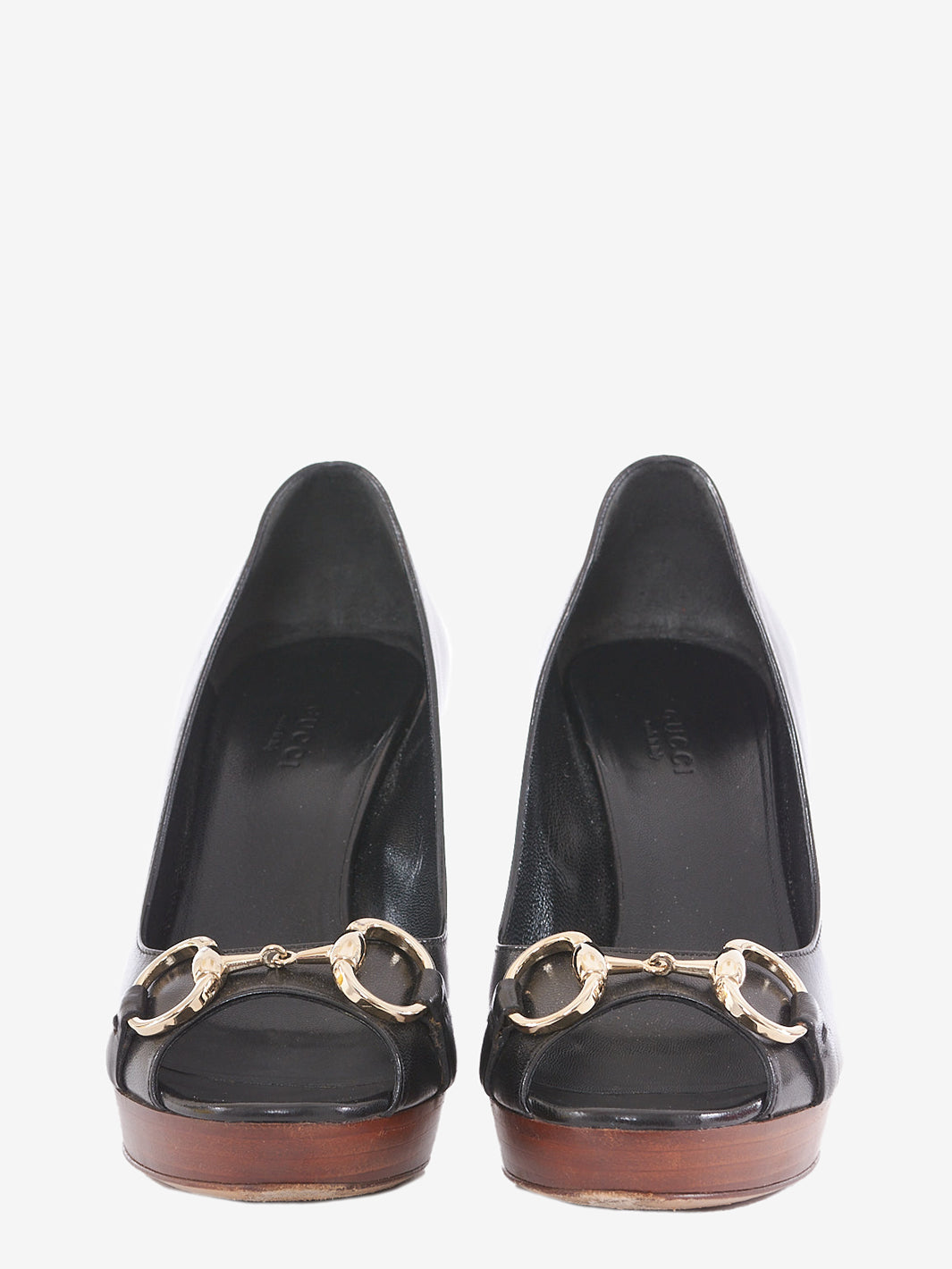 Gucci platform heeled shoe black leather