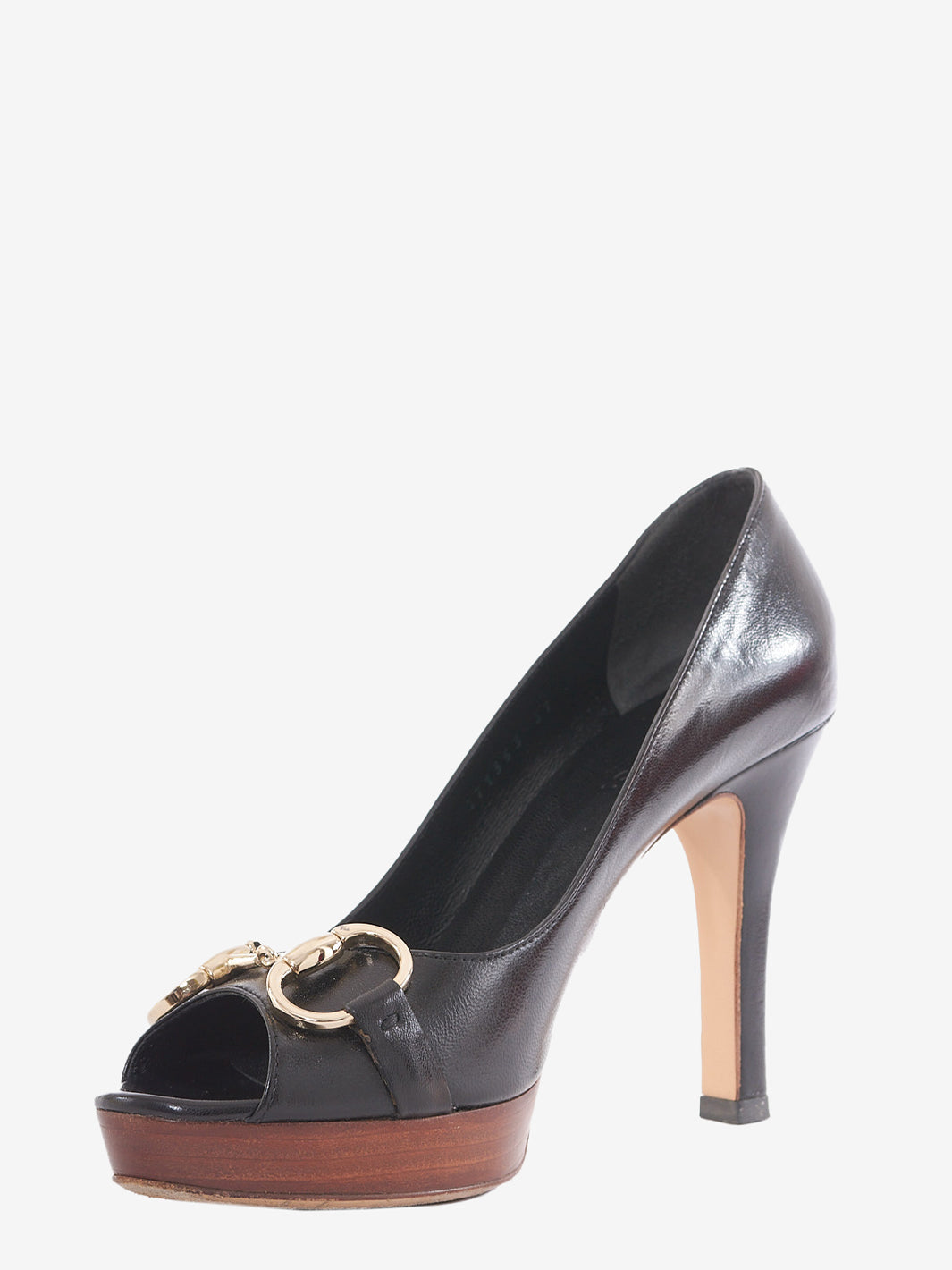 Gucci platform heeled shoe black leather