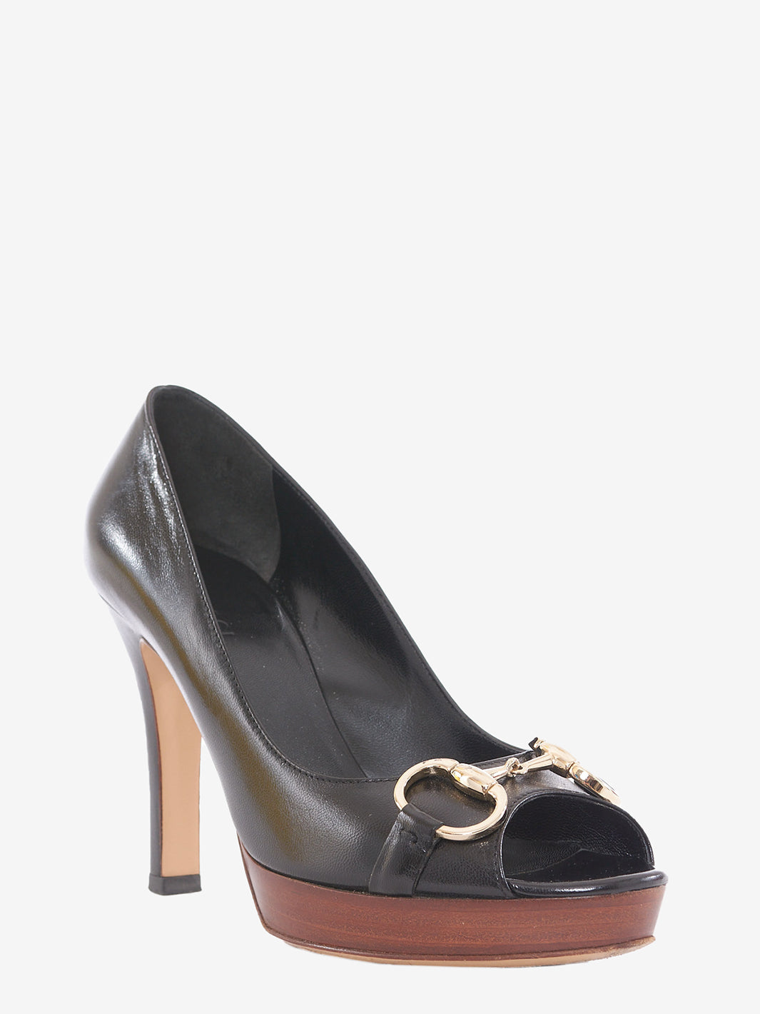 Gucci platform heeled shoe black leather