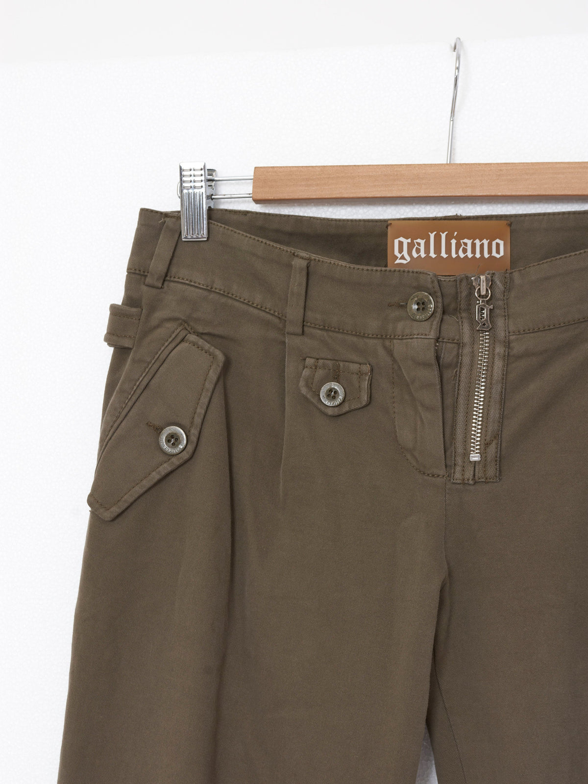 John Galliano pants in military green cotton