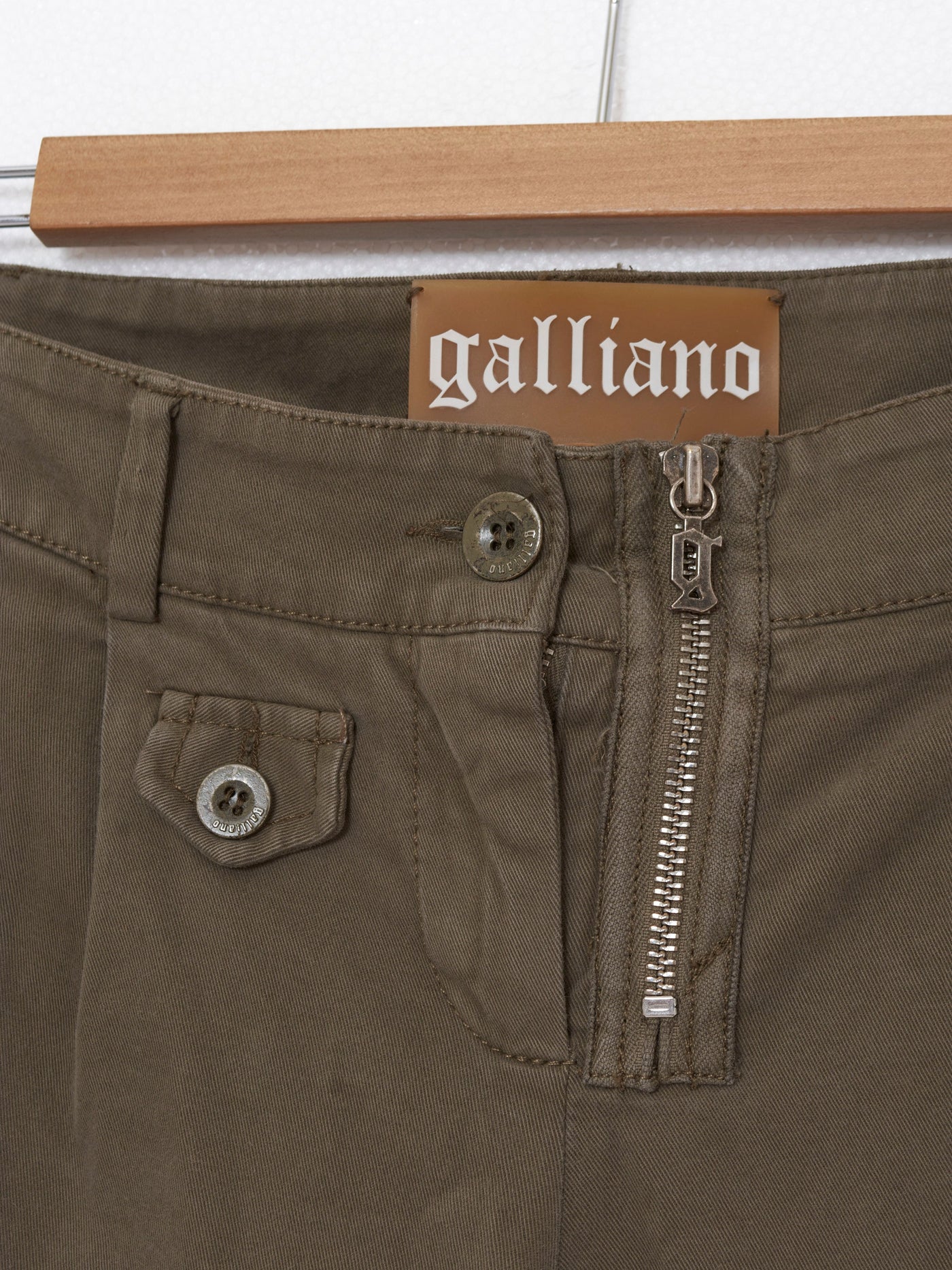 John Galliano pants in military green cotton