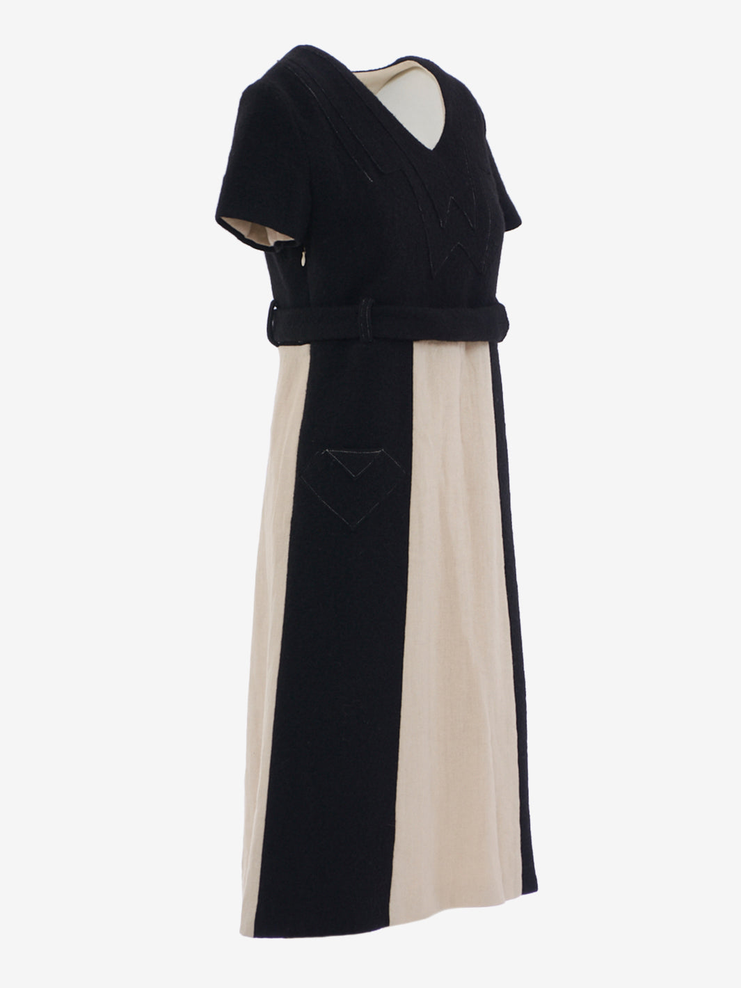 Koto Bolofo black and ecru wool cloth midi dress