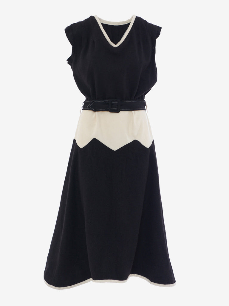 Koto Bolofo midi dress in black wool cloth