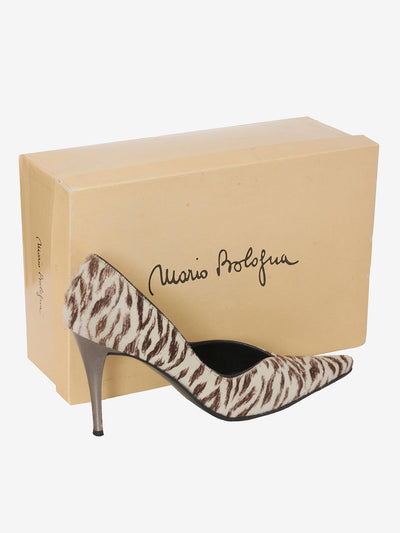 Mario Bologna Zebra-print pony skin pumps