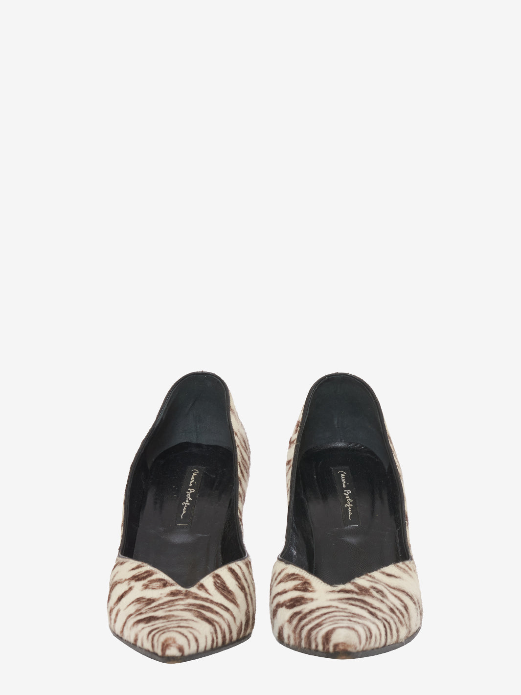 Mario Bologna Zebra-print pony skin pumps