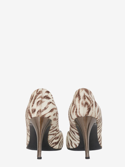 Mario Bologna Zebra-print pony skin pumps