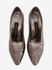 Metallic effect pumps with appliqués