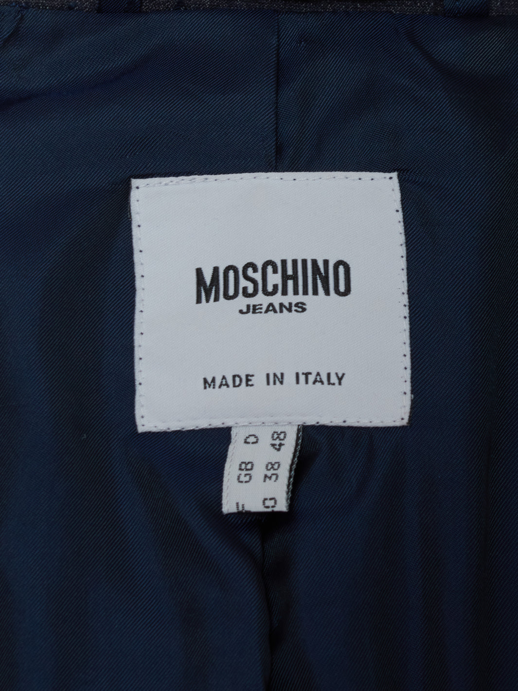 Abito Moschino in denim con dettagli a contrasto