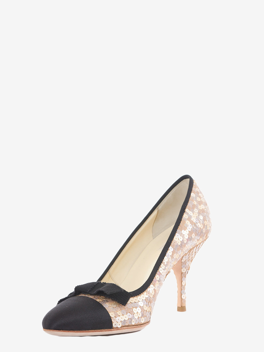 Prada heeled shoe with sequins and satin