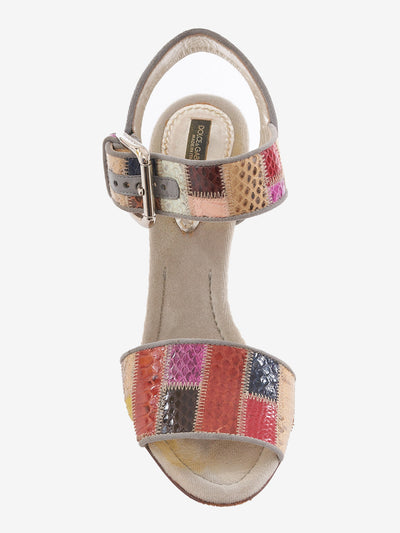 Prada patchwork wood heel sandal