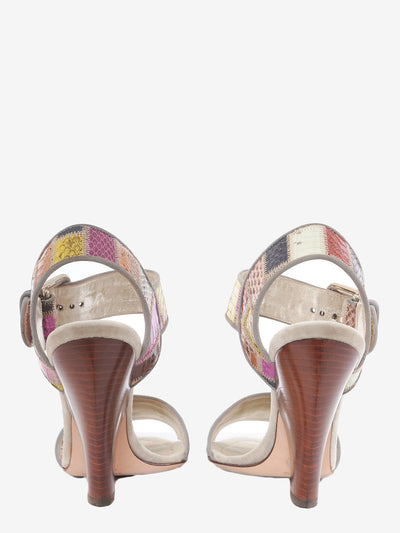 Prada patchwork wood heel sandal