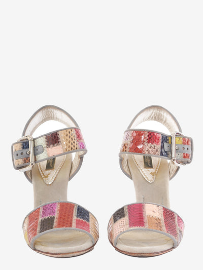 Prada patchwork wood heel sandal