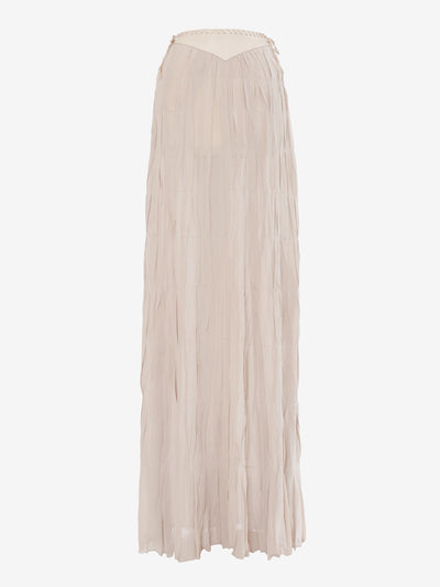 Roberto Cavalli Pleated skirt with leather inserts
