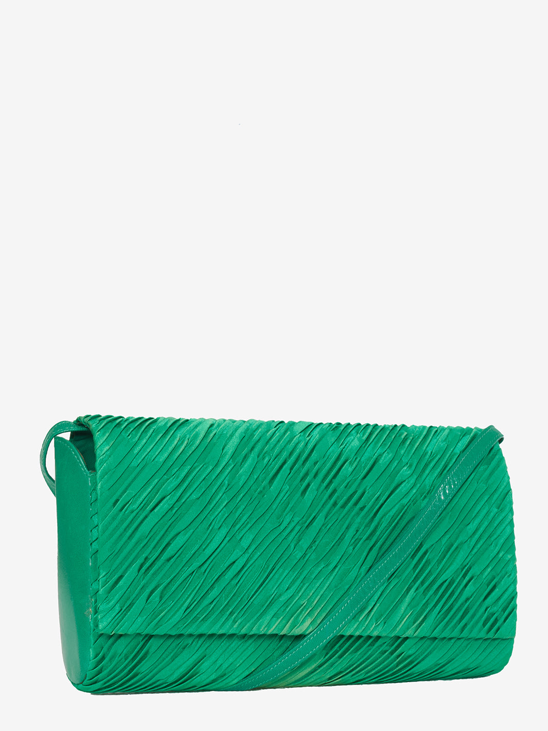 Shoulder strap in green satin