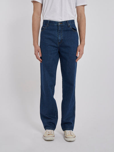1990s Solid blue Cargo Jeans with 4 pockets and zipper closure