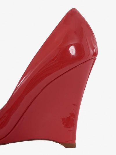 Casadei red patent leather open toe wedge