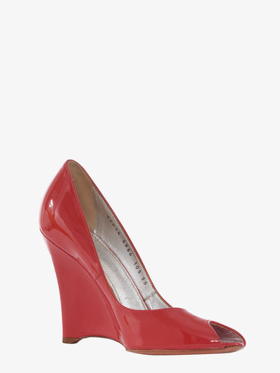 Casadei red patent leather open toe wedge