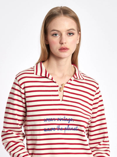 1990's  red and white Breton shirt customised by Cavalli e Nastri