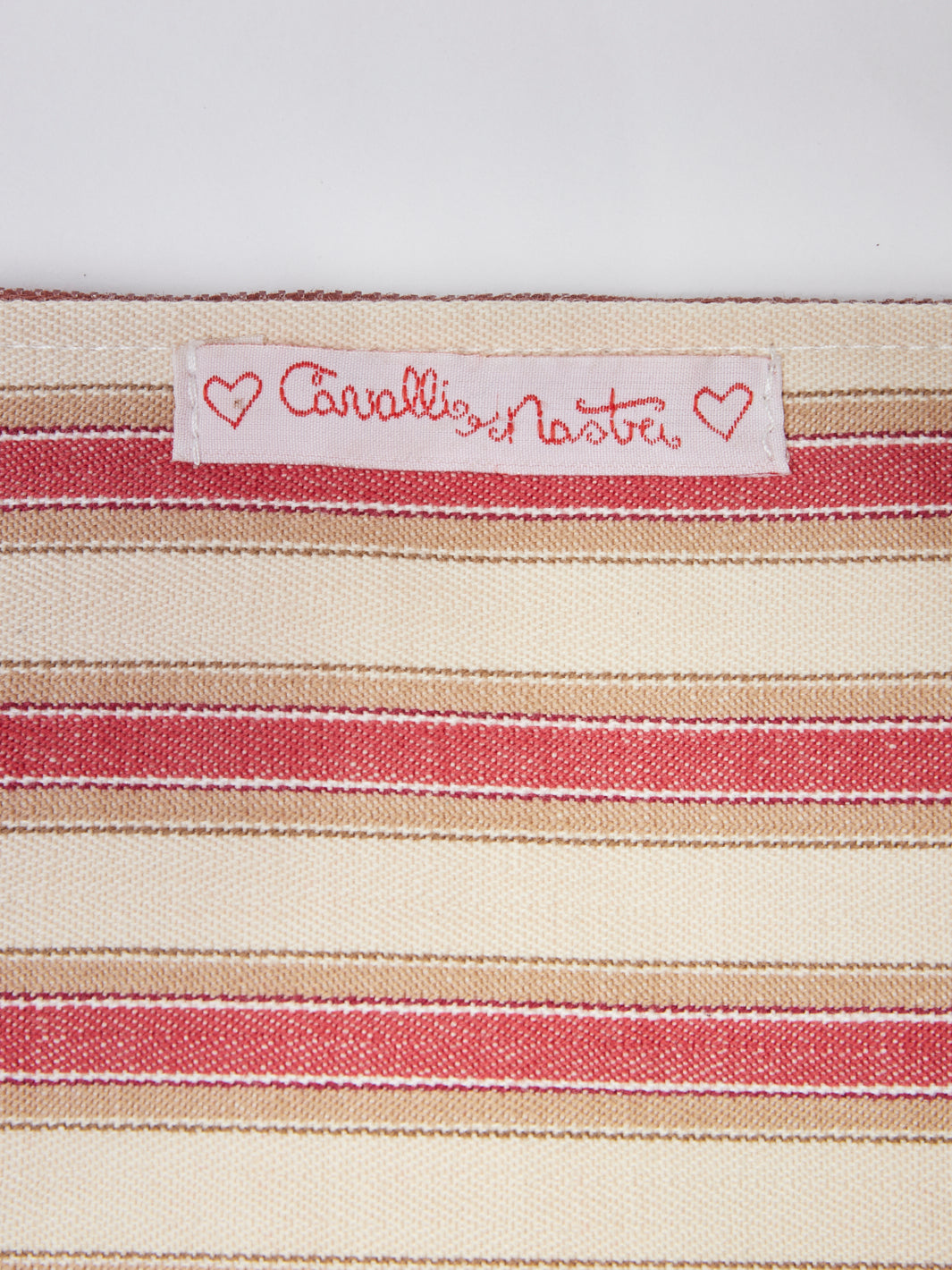 Y2K Cavalli e Nastri canvas clutch and red and cream stripes