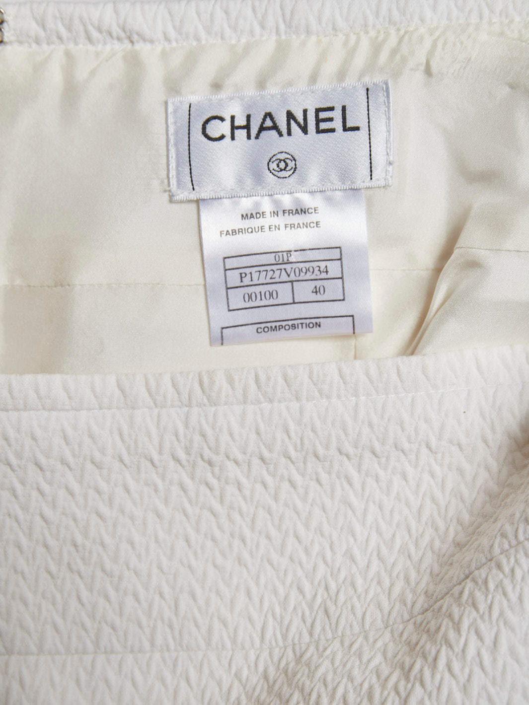 Y2K cream-coloured Chanel over-the-knee skirt