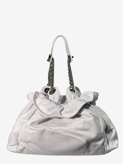 Christian Dior White leather bag with ruffles