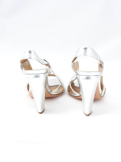Y2K Costume National sandals in silver patent leather