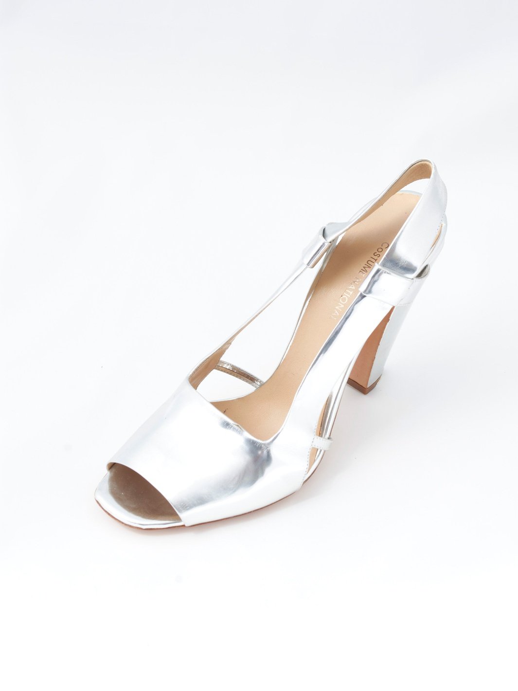 Y2K Costume National sandals in silver patent leather