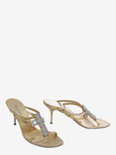 Dolce & Gabbana Gold Sandal With Rhinestone