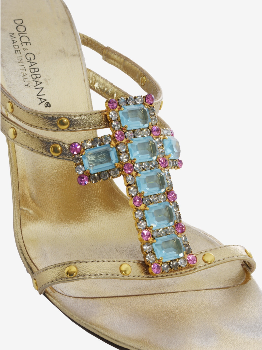 Dolce & Gabbana Gold Sandal With Rhinestone