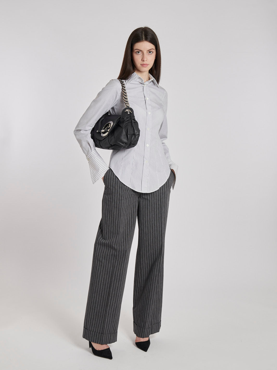 Y2K Gianfranco Ferré striped blouse with bell-shaped sleeves