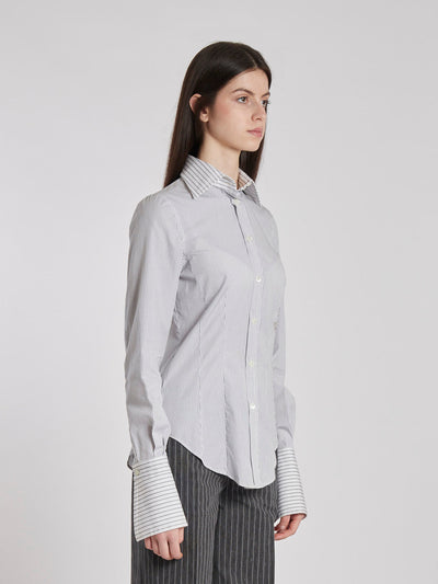 Y2K Gianfranco Ferré striped blouse with bell-shaped sleeves