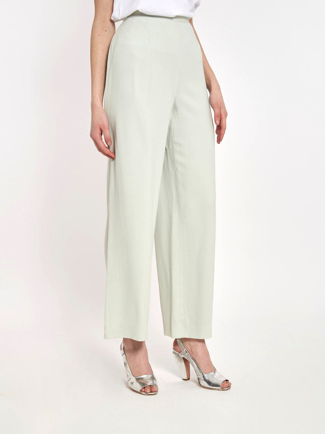 1990s Giorgio Armani sage-coloured silk pants