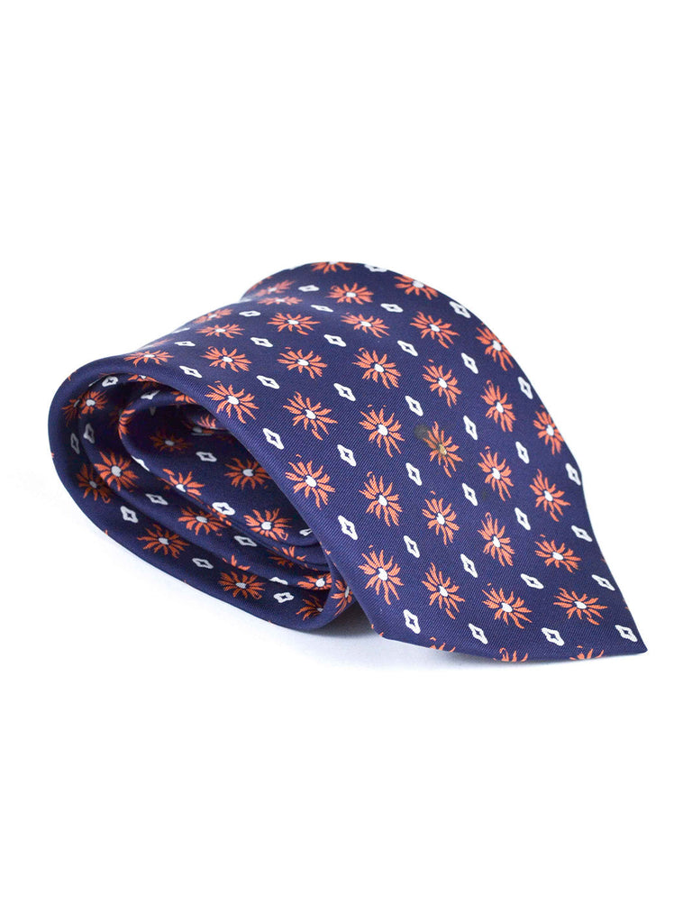 Y2K blue silk Herno tie with geometric pattern