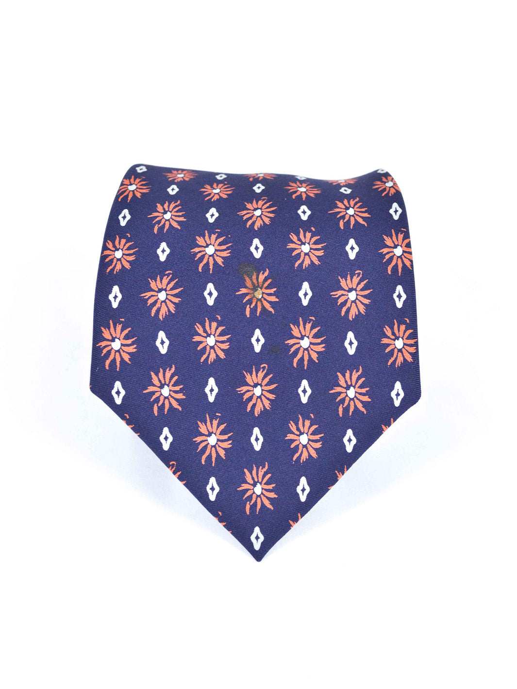 Y2K blue silk Herno tie with geometric pattern